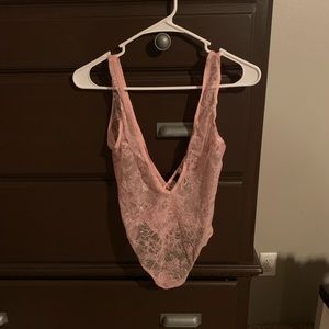 Victorias secret pink lace bodysuit